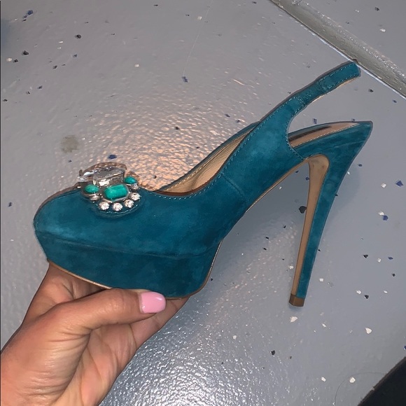 Turquoise Zara heels with jewels - Picture 3 of 6